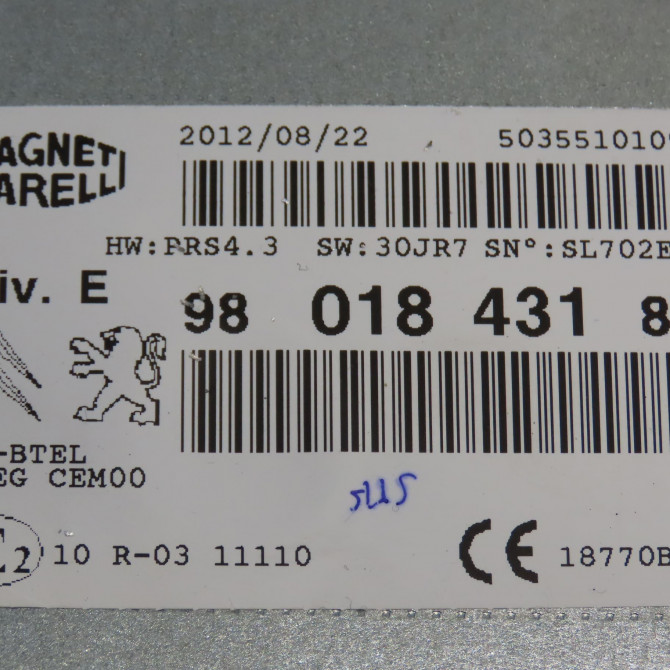 Autoradio occasion PEUGEOT 208 208 Phase 1 2012-03-01->2015-09-30 1.4 HDI 68ch 1608759480 3