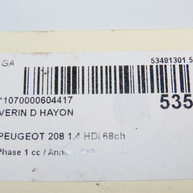 Verin droit hayon occasion PEUGEOT 208 208 Phase 1 2012-03-01->2015-09-30 1.4 HDI 68ch 9673083680 5