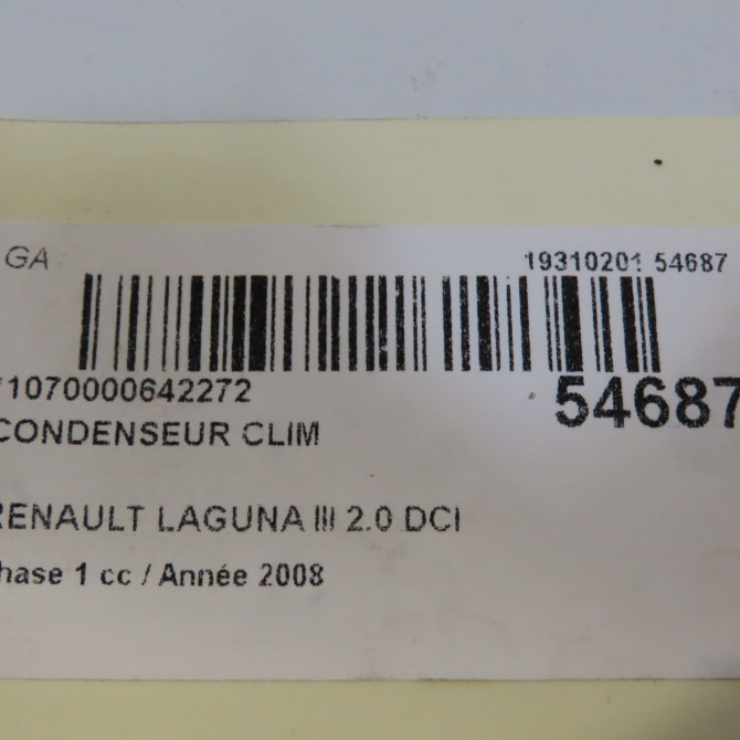 Condenseur clim occasion RENAULT LAGUNA III Phase 1 10-2007->10-2010 2.0 DCI 130ch 921100002R 4