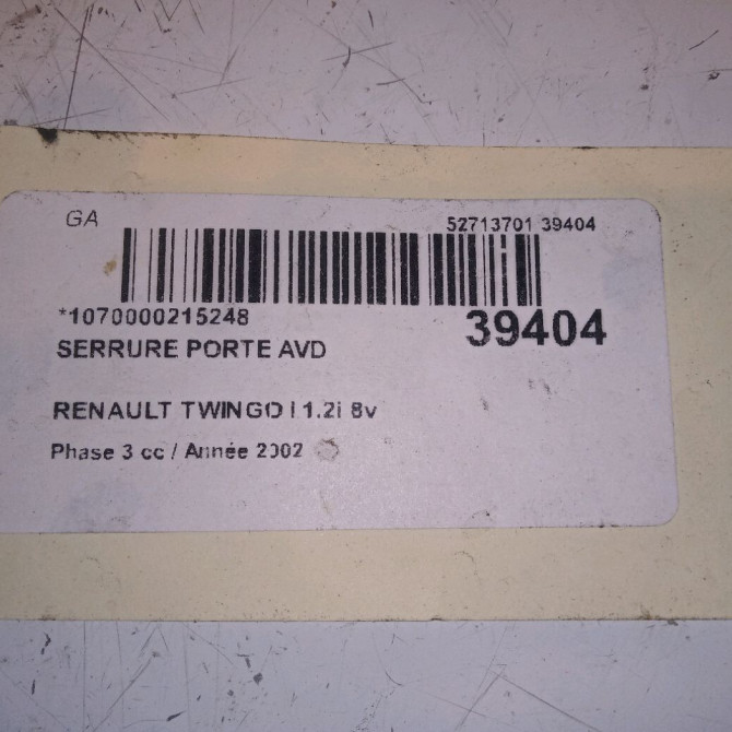Serrure porte avd occasion RENAULT TWINGO I Phase 3 08-2000->06-2007 1.2i 8v 60ch 7701058531 5