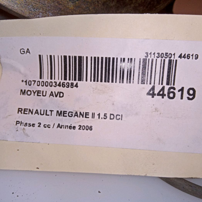Moyeu avd occasion RENAULT MEGANE II Phase 2 01-2006->06-2009 1.5 DCI 85ch 402022048R 4