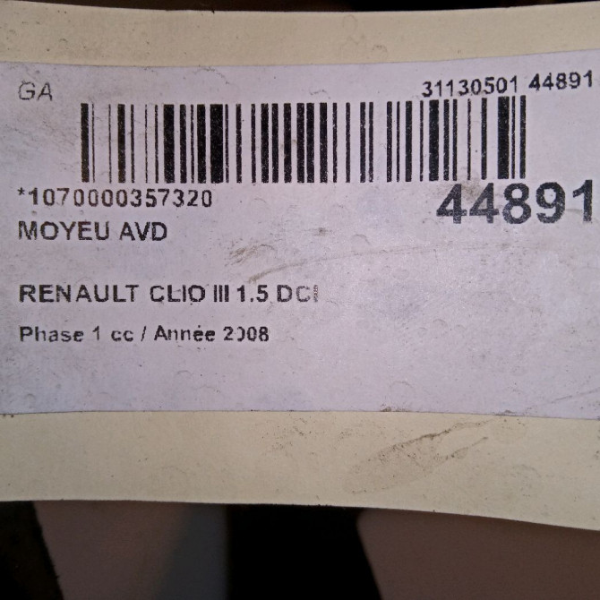 Moyeu avd occasion RENAULT CLIO III Phase 1 09-2005->03-2009 1.5 DCI 85ch 402022048R 4