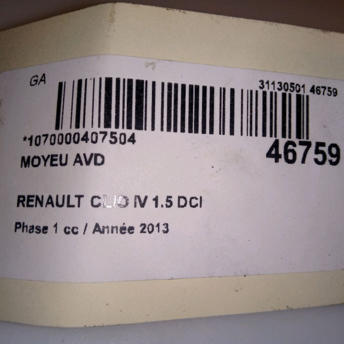 Moyeu avd occasion RENAULT CLIO IV Phase 1 07-2012->... 1.5 DCI 90ch 402022048R 4