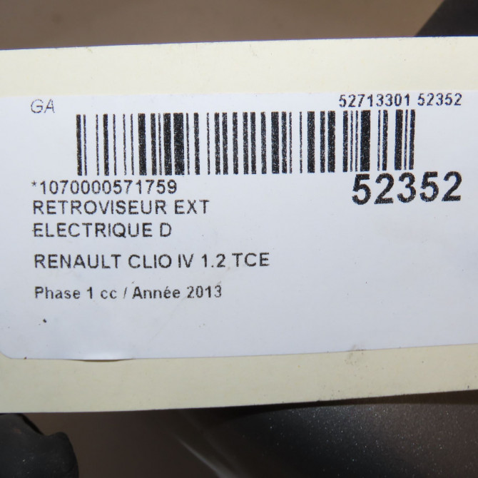 Retroviseur exterieur electrique droit occasion RENAULT CLIO IV Phase 1 07-2012->... 1.2 TCE 120ch 963012959R 6