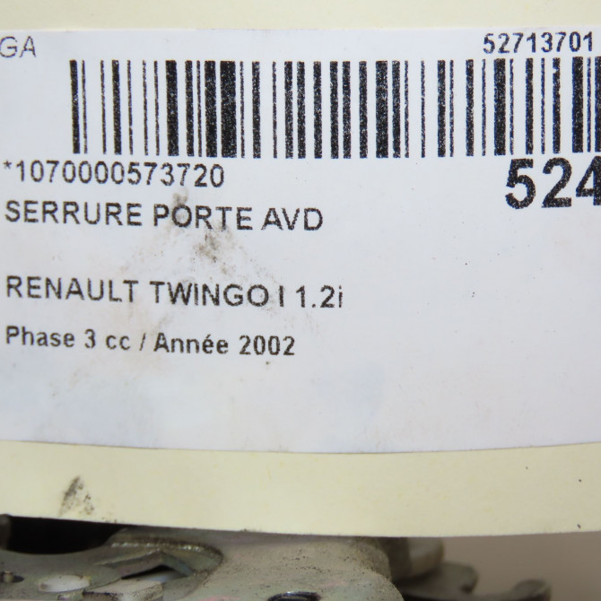 Serrure porte avd occasion RENAULT TWINGO I Phase 3 08-2000->06-2007 1.2i 7701058531 5