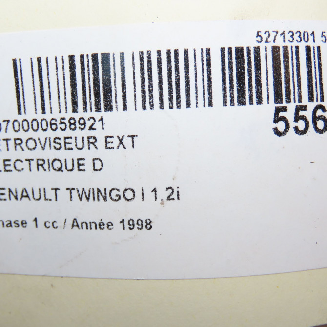 Retroviseur exterieur electrique droit occasion RENAULT TWINGO I Phase 1 04-1993->08-1998 1.2i 60ch 7700834989 7