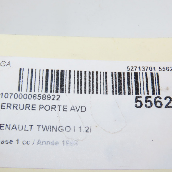Serrure porte avd occasion RENAULT TWINGO I Phase 1 04-1993->08-1998 1.2i 60ch 7701058531 5