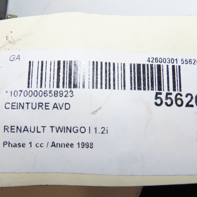 Ceinture avant droite occasion RENAULT TWINGO I Phase 1 04-1993->08-1998 1.2i 60ch 7701206114 7