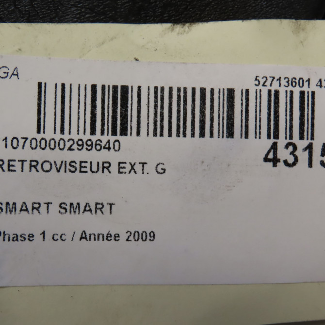 Retroviseur exterieur gauche occasion SMART 146 Phase 1 04-1995->04-1999 0.8 CDI 45ch 4518102116C22A 5