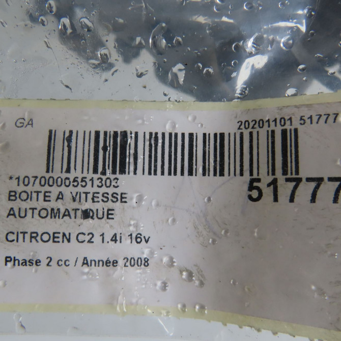 Boîte à vitesse automatique occasion CITROEN C2 Phase 2 05-2008->12-2009 1.4i 16v 2222TV 6