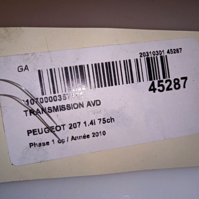 Transmission avant droite occasion PEUGEOT 207 Phase 1 04-2006->06-2013 1.4i 75ch 3273KJ 3