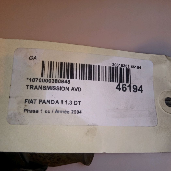 Transmission avant droite occasion FIAT PANDA II Phase 1 09-2003->12-2012 1.3 DT MULTIJET 16v 70ch 46308261 3
