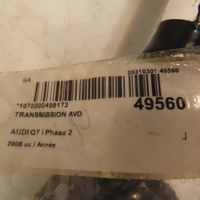 Transmission avant droite occasion AUDI Q7 I Phase 2 04-2009->04-2015 7L0407271F 3