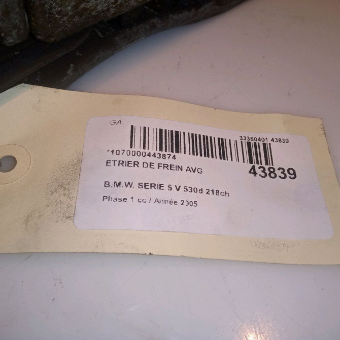 Etrier de frein avant gauche occasion B.M.W. SERIE 5 V Phase 1 07-2003->03-2007 530d 218ch 34116753659 4