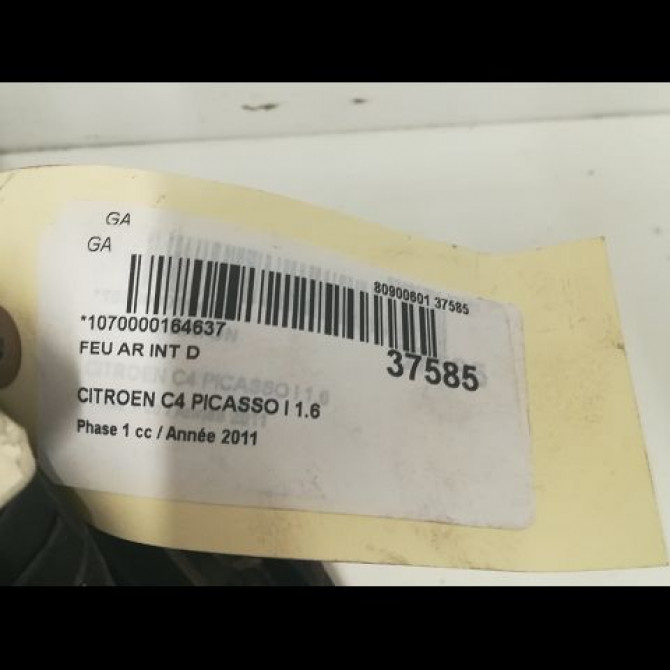 Feu arrière intérieur droit occasion CITROEN C4 PICASSO I Phase 1 01-2007->10-2013 1.6 HDi 8v 110ch 6351LR 3