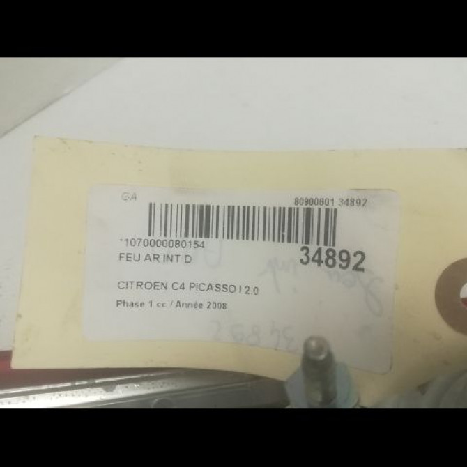 Feu arrière intérieur droit occasion CITROEN C4 PICASSO I Phase 1 01-2007->10-2013 2.0 HDi 138ch 6351LR 3