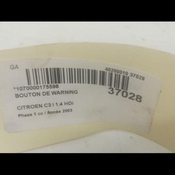 Bouton de warning occasion CITROEN C3 I Phase 1 04-2002->10-2005 1.4 HDi 6554L8 3