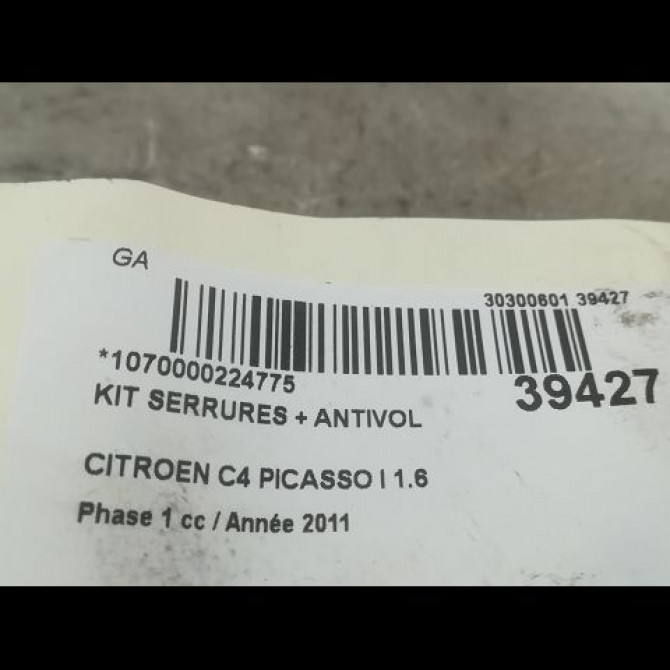 Kit serrures + antivol occasion CITROEN C4 PICASSO I Phase 1 01-2007->10-2013 1.6 e-HDI 8v 110ch 1609125180 4