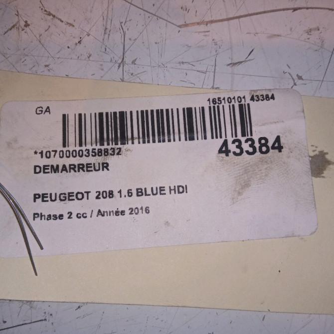 Démarreur occasion PEUGEOT 208 Phase 2 04-2015->... 1.6 BLUE HDI 100ch 5802AE 7