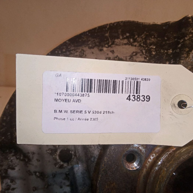 Moyeu avd occasion B.M.W. SERIE 5 V Phase 1 07-2003->03-2007 530d 218ch 31226765601 4
