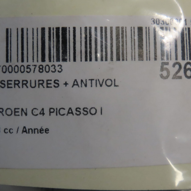 Kit serrures + antivol occasion CITROEN C4 PICASSO I Phase 1 01-2007->10-2013 1609125180 8