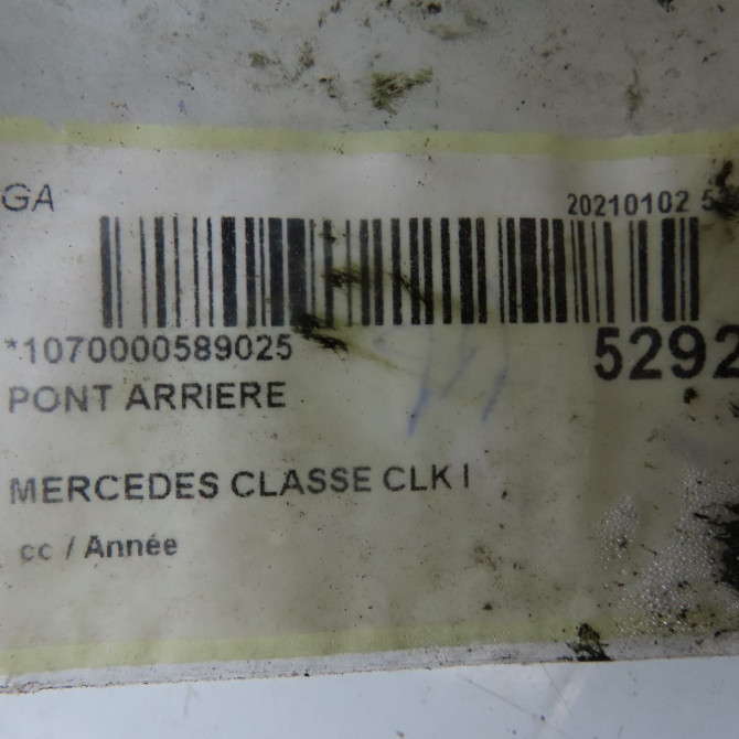 Pont arriere occasion MERCEDES CLASSE CLK I 5