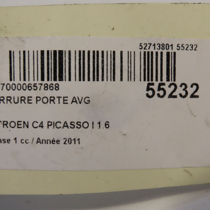 Serrure porte avg occasion CITROEN C4 PICASSO I Phase 1 01-2007->10-2013 1.6 HDi 8v 110ch 9135Y0 7