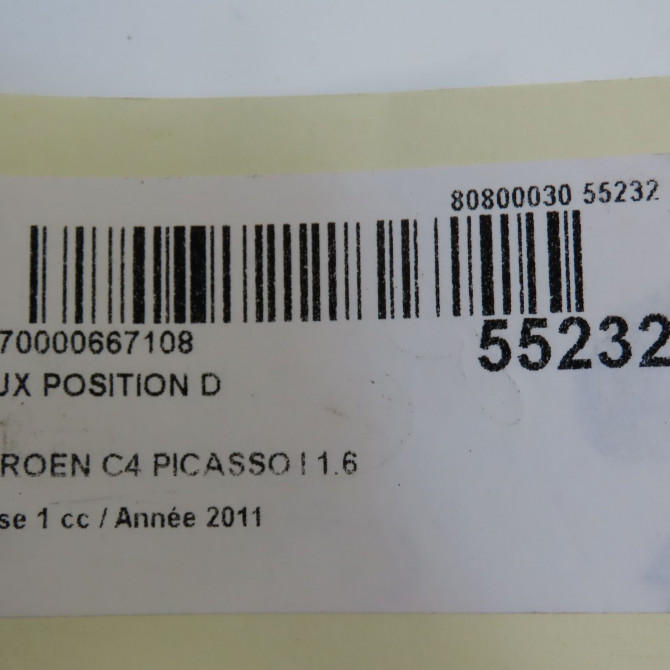 occasion CITROEN C4 PICASSO I Phase 1 01-2007->10-2013 1.6 HDi 8v 110ch 6206V7 5