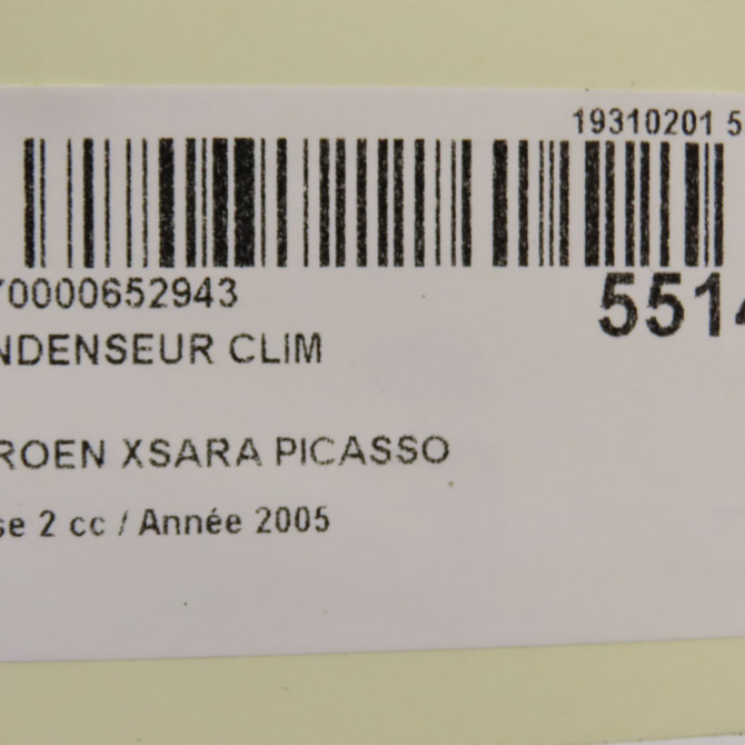 Condenseur clim occasion CITROEN XSARA PICASSO Phase 2 02-2004->12-2010 1.6i 16v 6455CV 6