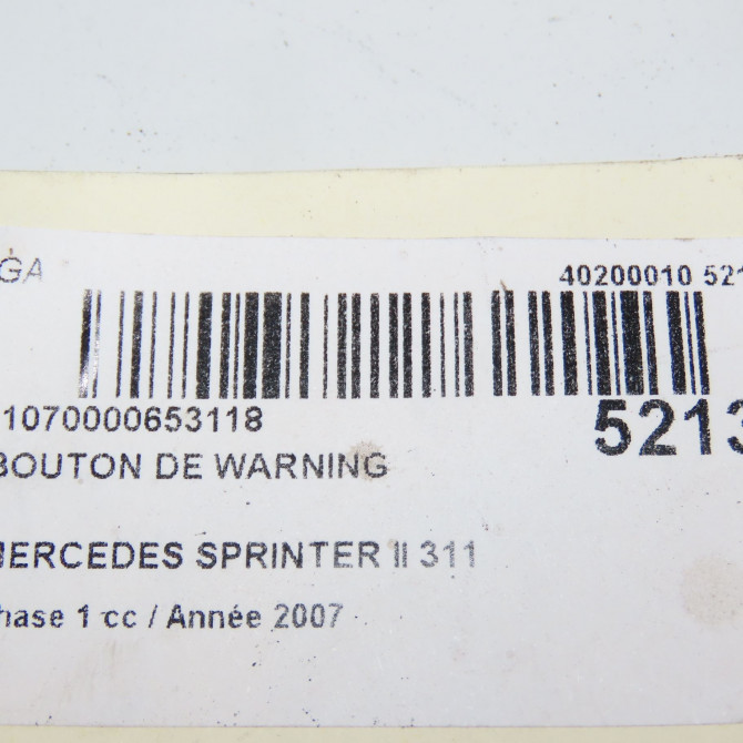 Bouton de warning occasion MERCEDES SPRINTER II Phase 1 06-2006->... 311 CDI 109ch 5
