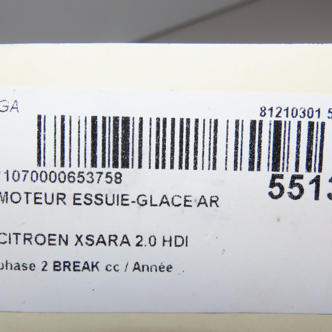Moteur essuie-glace arrière occasion CITROEN XSARA phase 2 BREAK 09-2000->12-2005 2.0 HDI 90ch 6405H1 6