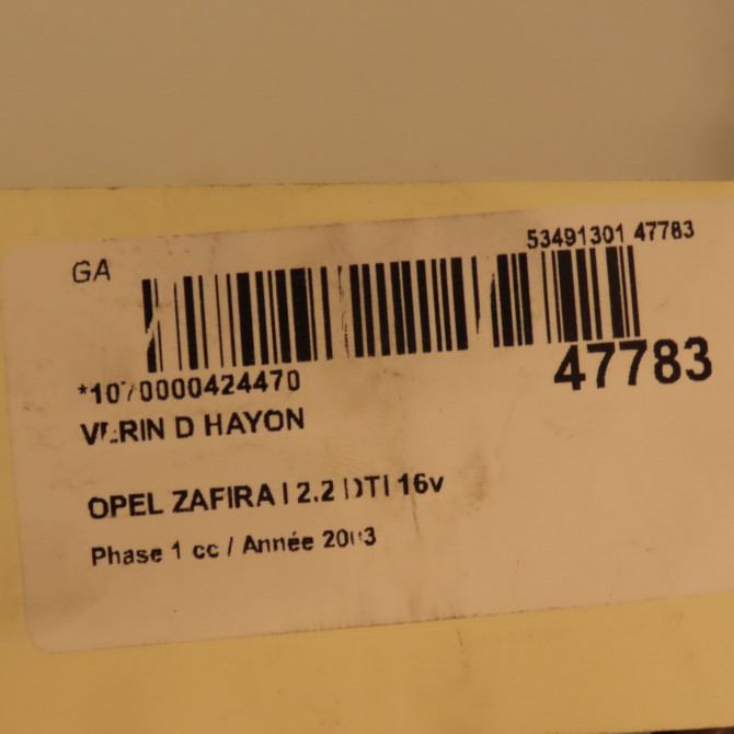 Verin droit hayon occasion OPEL ZAFIRA I Phase 1 03-1999->07-2005 2.2 DTI 16v 90579440 2