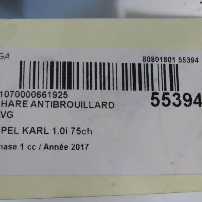 Phare antibrouillard avant gauche occasion OPEL KARL Phase 1 04-1995->04-1999 1.0i 75ch 95182574 5