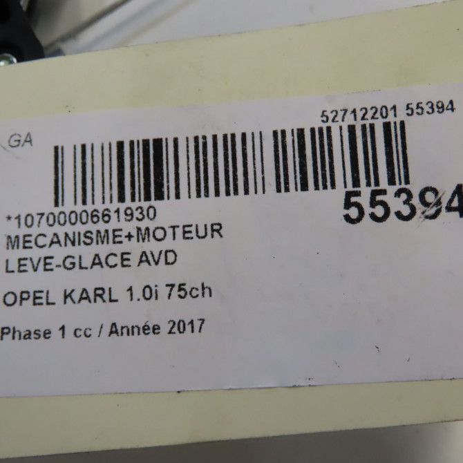 Mecanisme + moteur lève-glace avant droit occasion OPEL KARL Phase 1 04-1995->04-1999 1.0i 75ch 42439343 7
