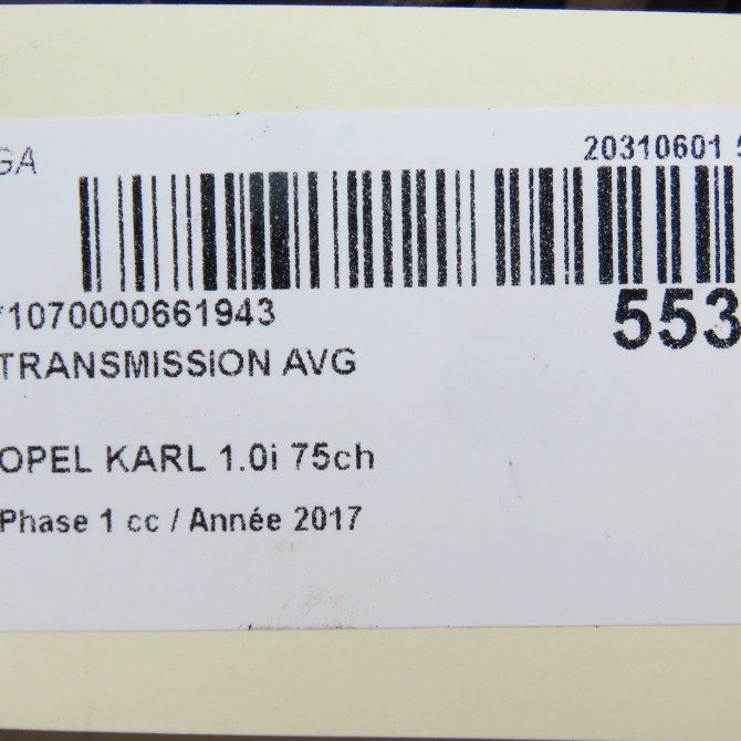 Transmission avant gauche occasion OPEL KARL Phase 1 04-1995->04-1999 1.0i 75ch 42697355 6