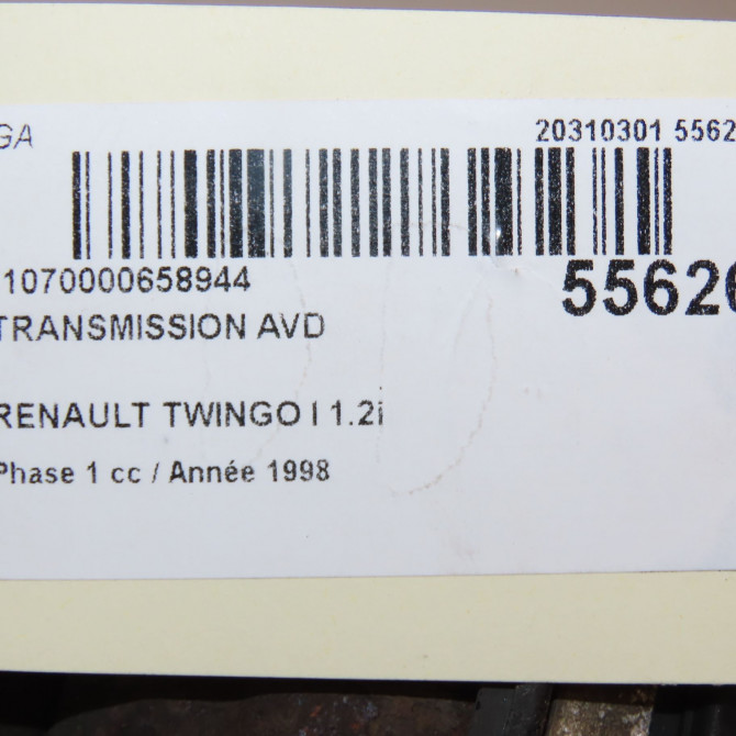 Transmission avant droite occasion RENAULT TWINGO I Phase 1 04-1993->08-1998 1.2i 60ch 8200844449 5