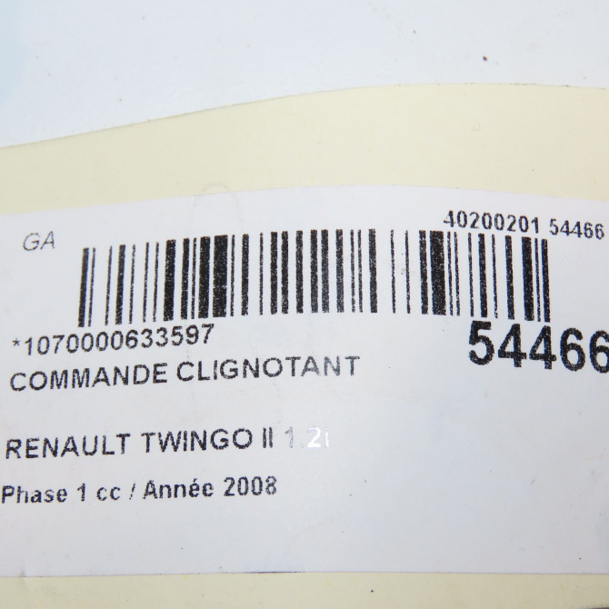 Commande clignotant occasion RENAULT TWINGO II Phase 1 06-2007->11-2011 1.2i 60ch 7701072110 5