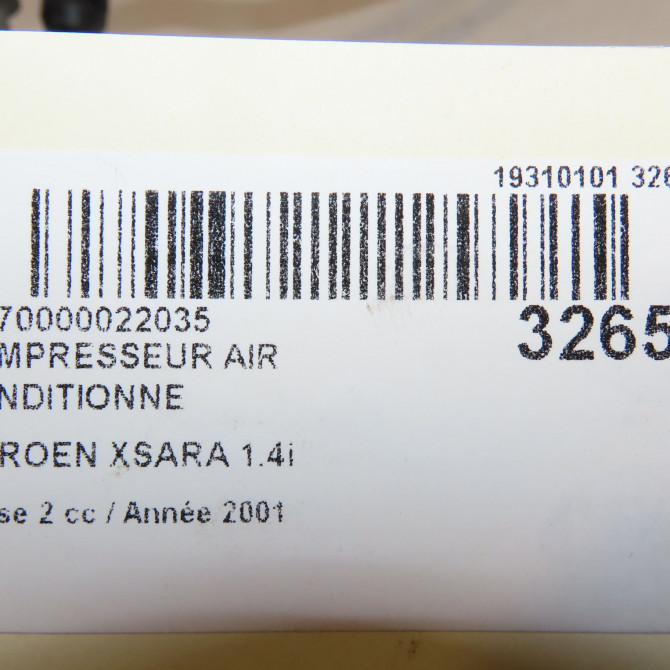Compresseur air conditionne occasion CITROEN XSARA Phase 2 09-2000->12-2005 1.4i 6453JL 8