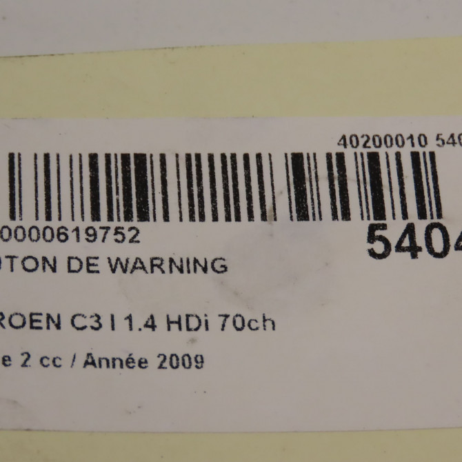 Bouton de warning occasion CITROEN C3 I Phase 2 10-2005->12-2010 1.4 HDi 70ch 6554L8 5