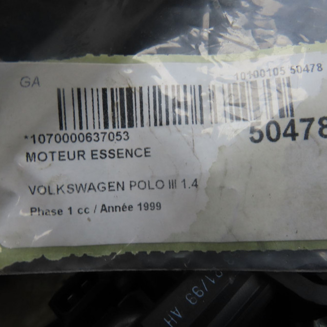 Moteur essence occasion VOLKSWAGEN POLO III Phase 1 10-1994->11-1999 1.4 30100098LX 6
