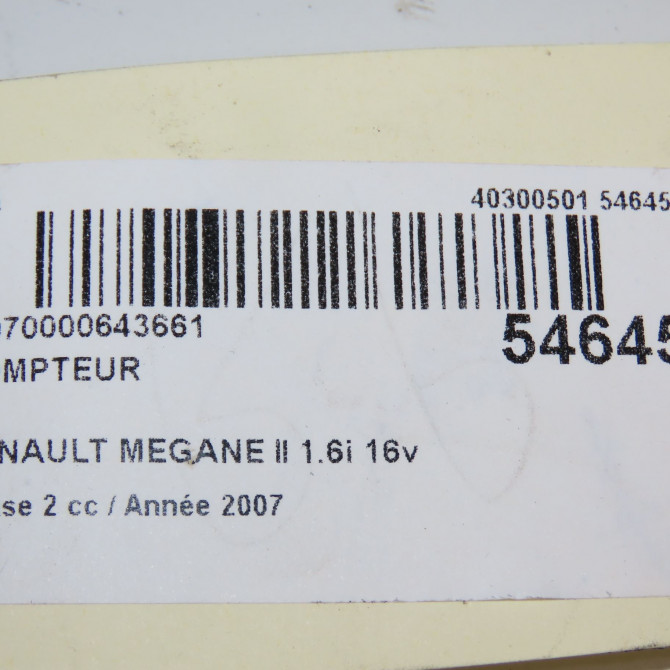 Compteur occasion RENAULT MEGANE II Phase 2 01-2006->06-2009 1.6i 16v 110ch 8200793124 6