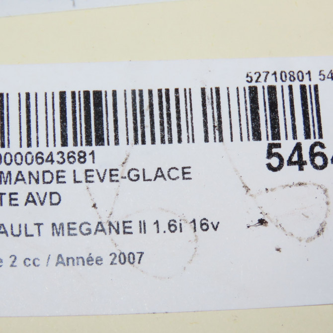 Commande lève-glace porte avant droite occasion RENAULT MEGANE II Phase 2 01-2006->06-2009 1.6i 16v 110ch 8200414961 5