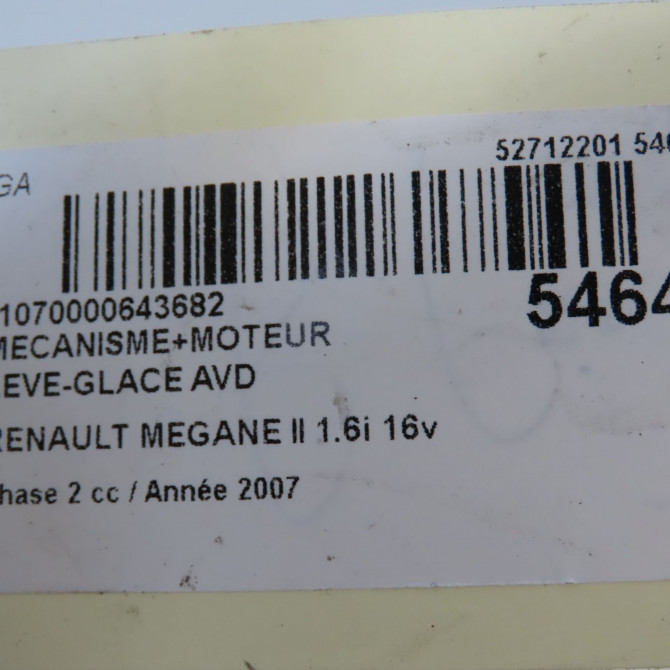 Mecanisme + moteur lève-glace avant droit occasion RENAULT MEGANE II Phase 2 01-2006->06-2009 1.6i 16v 110ch 8200075938 6