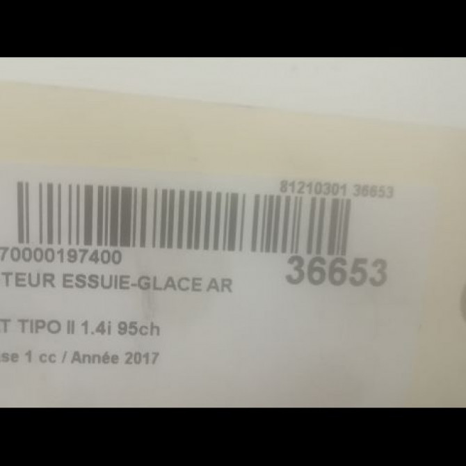 Moteur essuie-glace arrière occasion FIAT TIPO II Phase 1 12-2015->... 1.4i 95ch 51954336 3