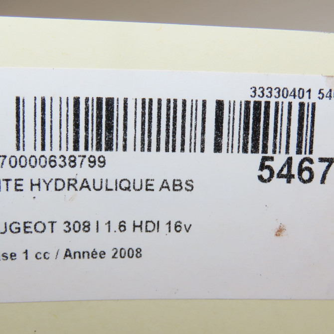 Unité hydraulique ABS occasion PEUGEOT 308 I Phase 1 09-2007->03-2011 1.6 HDI 16v 90ch 4541LF 8