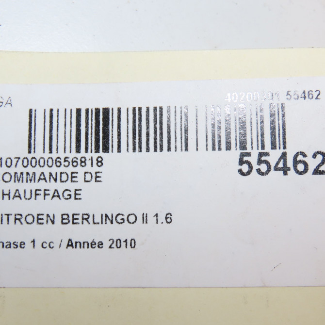Commande de chauffage occasion CITROEN BERLINGO II Phase 1 05-2008->01-2012 1.6 HDi 8v 110ch 6452K9 7
