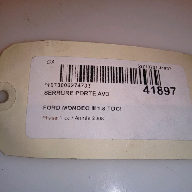 Serrure porte avd occasion FORD MONDEO III Phase 1 06-2007->09-2010 1.8 TDCI 125ch 1791406 5