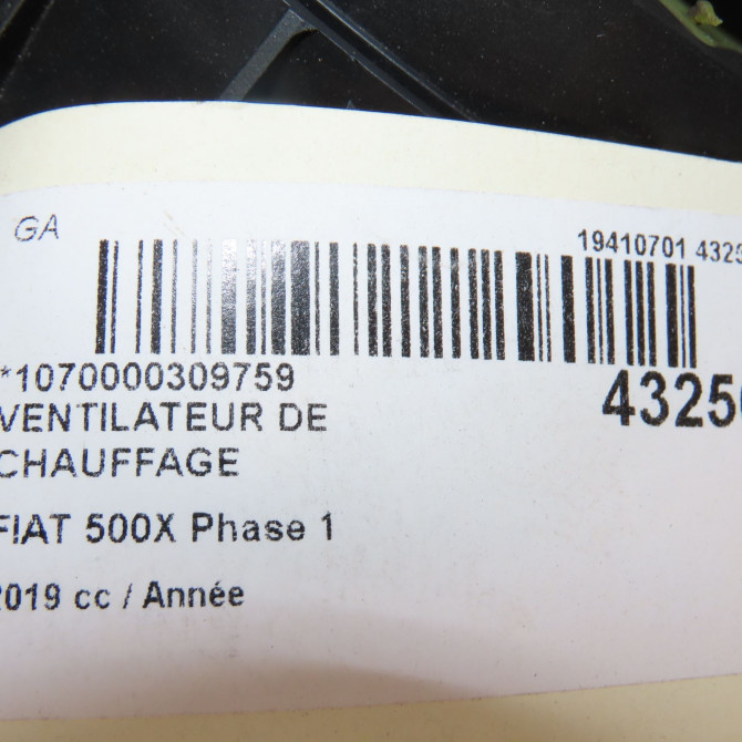 Ventilateur de chauffage occasion FIAT 500X Phase 1 11-2014->... 77367171 6