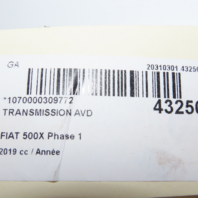 Transmission avant droite occasion FIAT 500X Phase 1 11-2014->... 52088642 6