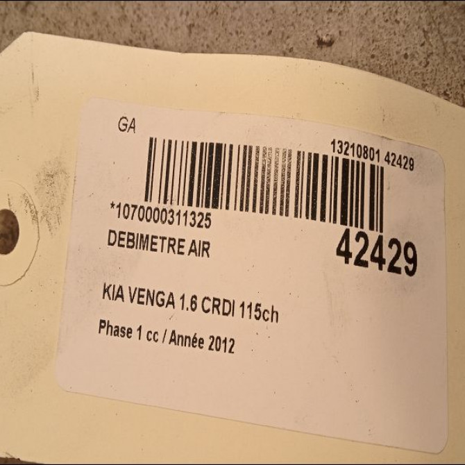 Debimetre air occasion KIA VENGA Phase 1 04-1995->04-1999 1.6 CRDI 115ch 281642A500 4